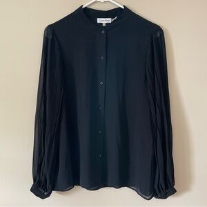 NWOT Calvin Klein Chiffon Pleat Sleeve Blouse